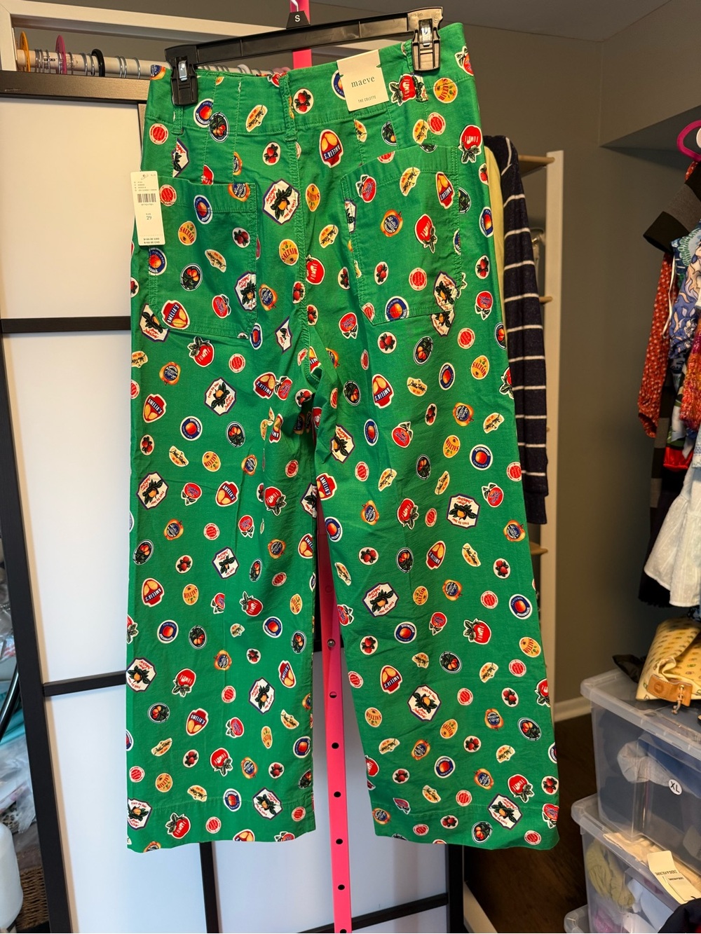 Maeve The Colette Fruit Print Cropped Wide Leg Pants Size 29 NWT Anthro - Picture 11 of 11